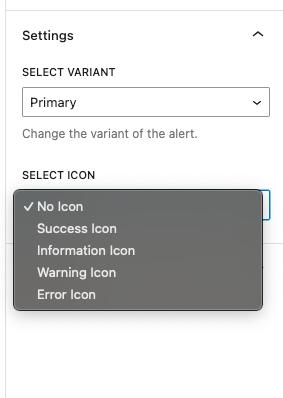 Dropdown menu for icon selection