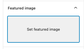 Screenshot of featured image panel on WordPress page editor left sidebar.