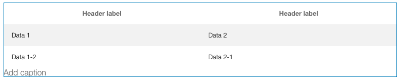 Preview ot table with header