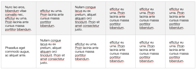 Preview ot table with borders