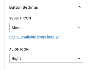 Screenshot of icon alignment options on right sidebar.